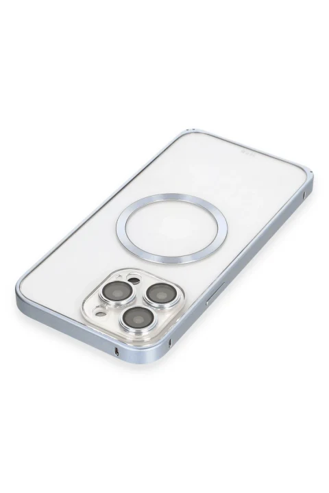 Joko Apple iPhone 13 Pro Max Kılıf Metal Bumper Magneticsafe Kapak - Sierra Blue