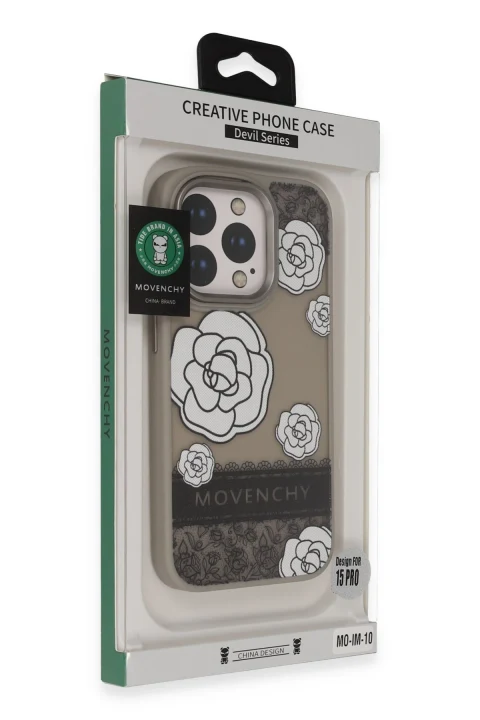 Movenchy Apple iPhone 14 Terra Desenli Kapak - Gri - 3