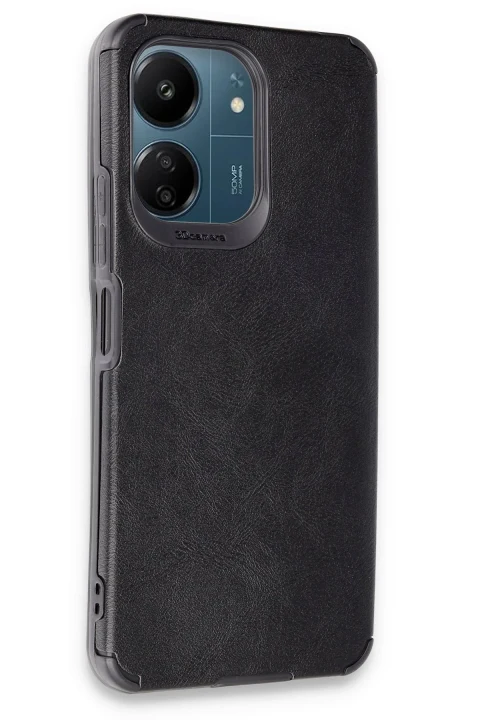 uryport Xiaomi Redmi 13C Kılıf Loop Deri Silikon - Siyah