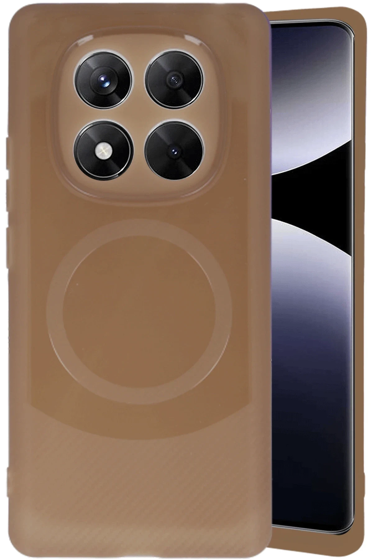 uryport Xiaomi Redmi Note 14 Pro 5G Kılıf Maya Karbon Kapak - Kahverengi
