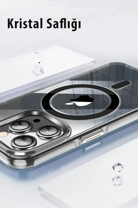 Joko Apple iPhone 15 Pro Kılıf Crystal Magsafe Kapak - Siyah