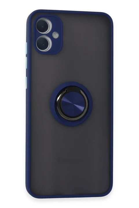 uryport Samsung Galaxy A05 Kılıf Montreal Yüzüklü Silikon Kapak - Lacivert