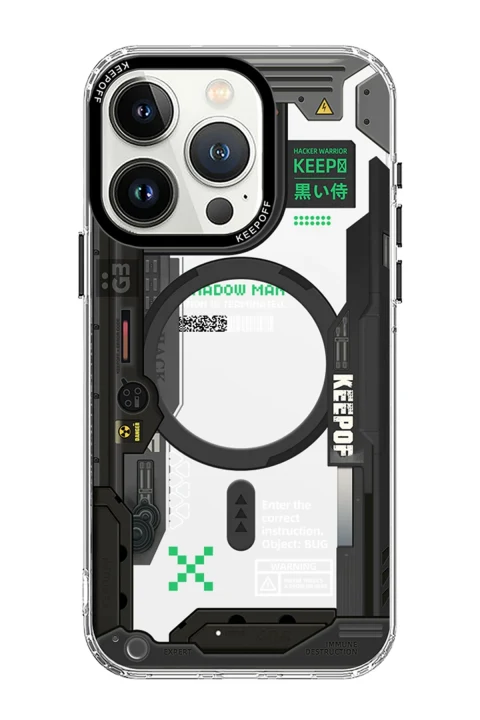 Keep Off Apple iPhone 15 Pro Max Future Armor Magsafe Kapak - Black Samurai