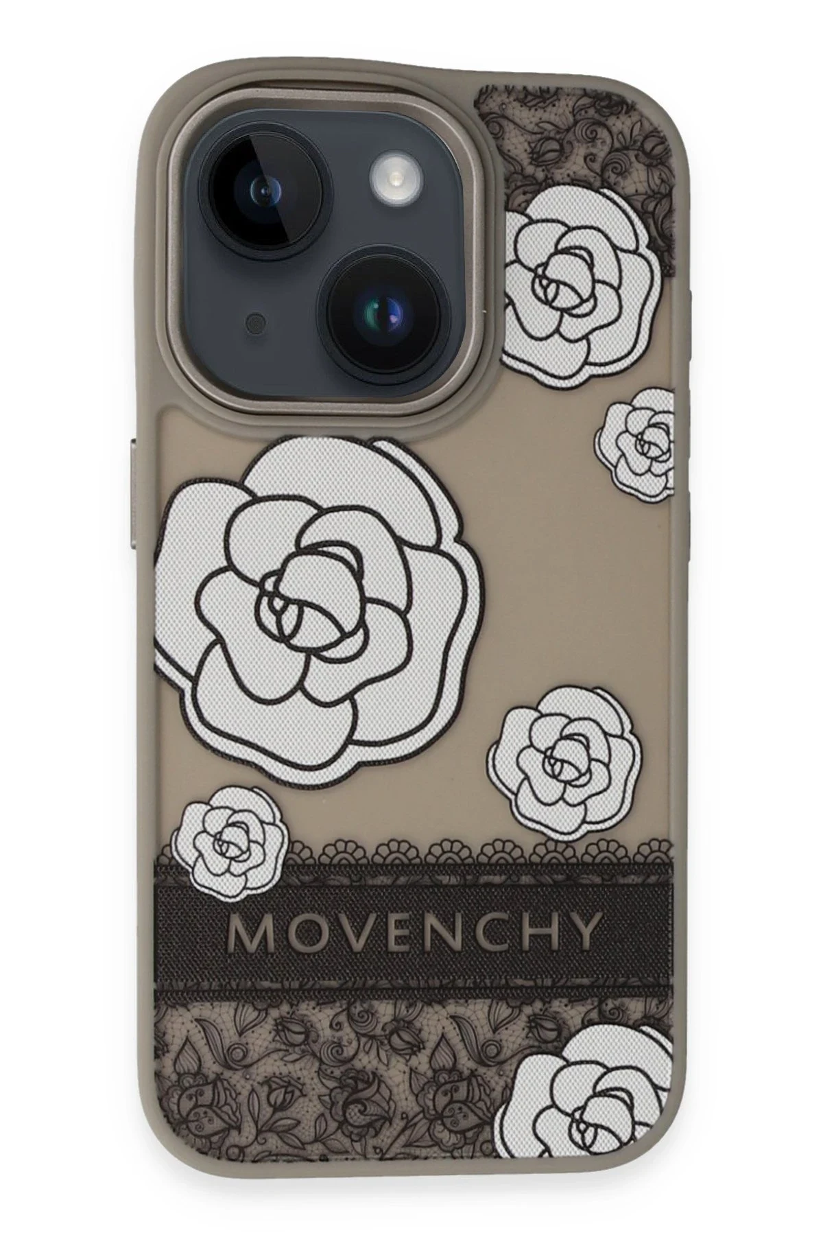 Movenchy Apple iPhone 15 Terra Desenli Kapak - Gri - 3