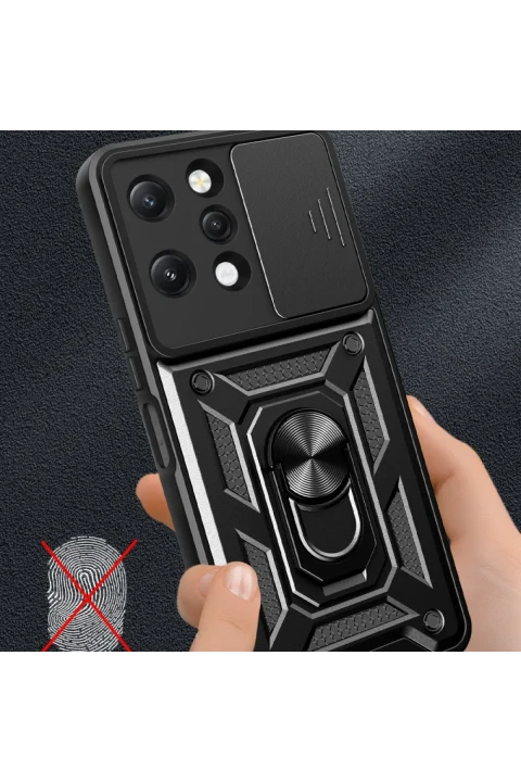 uryport Xiaomi Redmi 12 Kılıf Pars Lens Yüzüklü Silikon - Kırmızı
