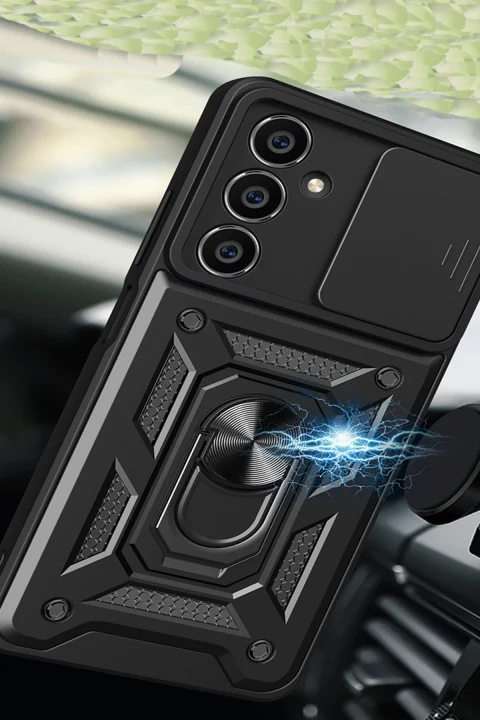 uryport Samsung Galaxy A15 4G Kılıf Pars Lens Yüzüklü Silikon - Lacivert