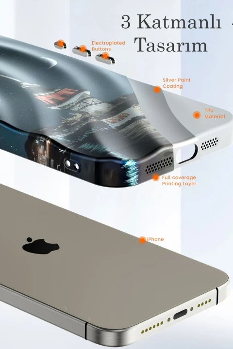 uryport Apple iPhone 14 Pro Max Kılıf Crew Desenli Kapak - Galata Kulesi