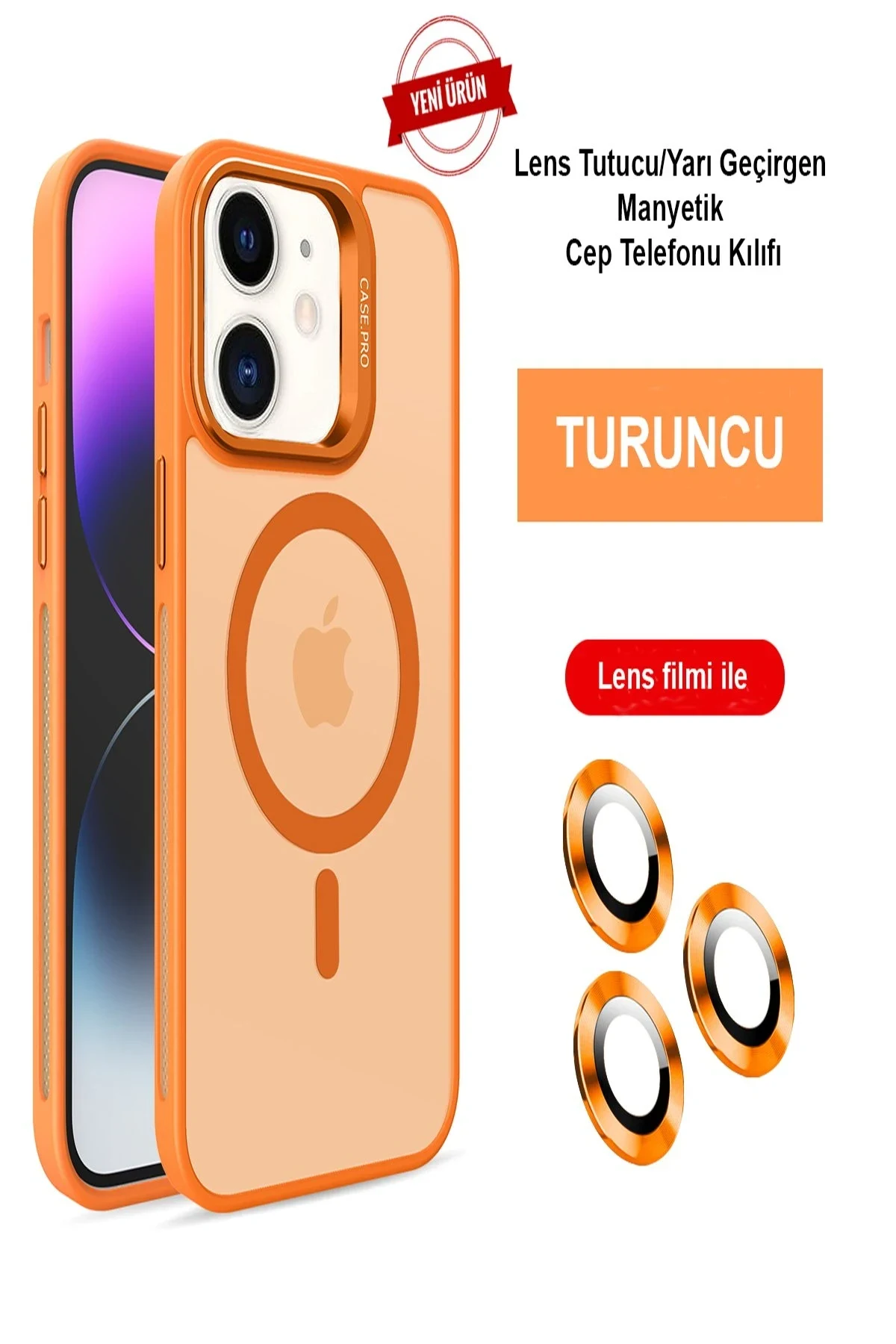 Joko Apple iPhone 11 Kılıf Flet Lens Magsafe Kapak - Turuncu