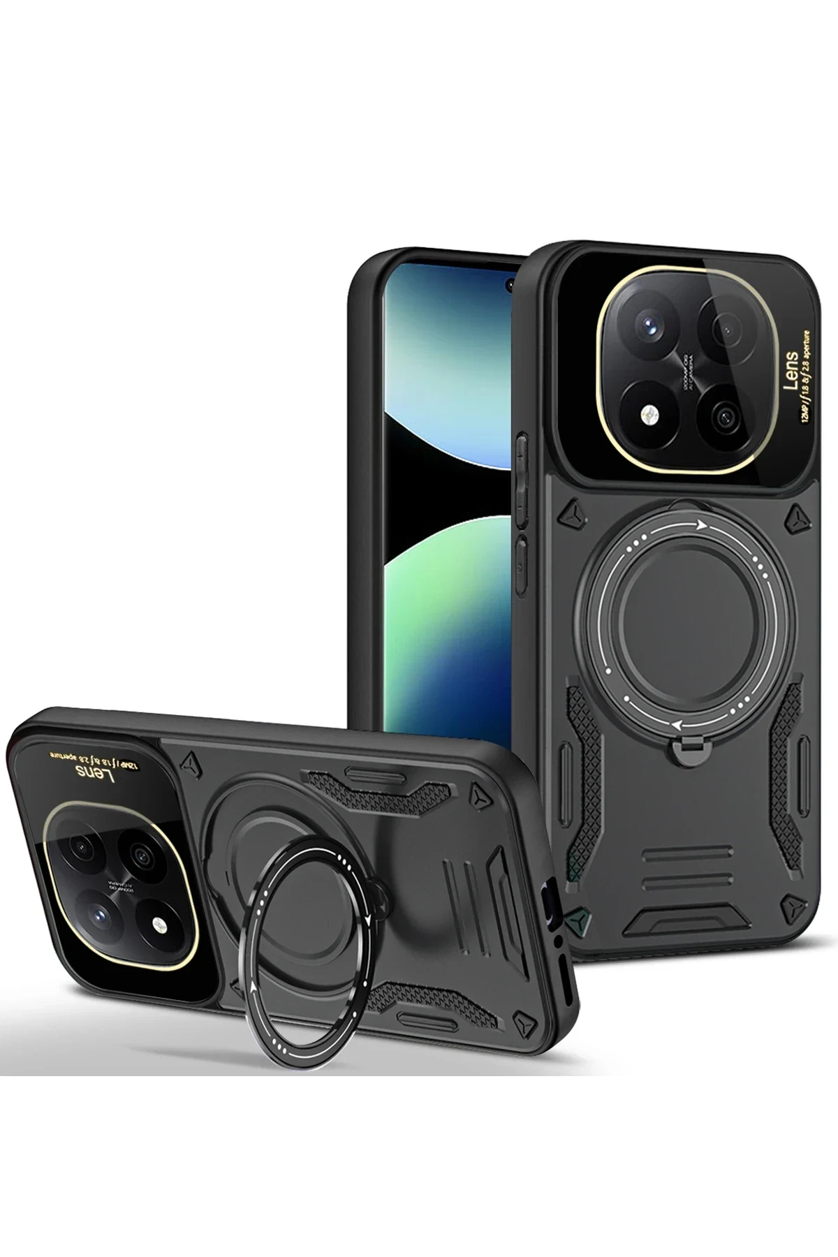uryport Xiaomi 14T Pro Kılıf Joy Lens Standlı Kapak - Siyah