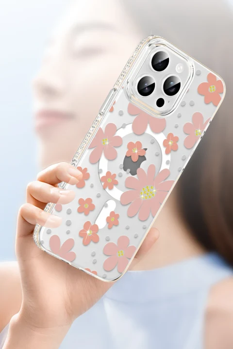 Joko Apple iPhone 16 Floral Magsafe Kapak - Pembe