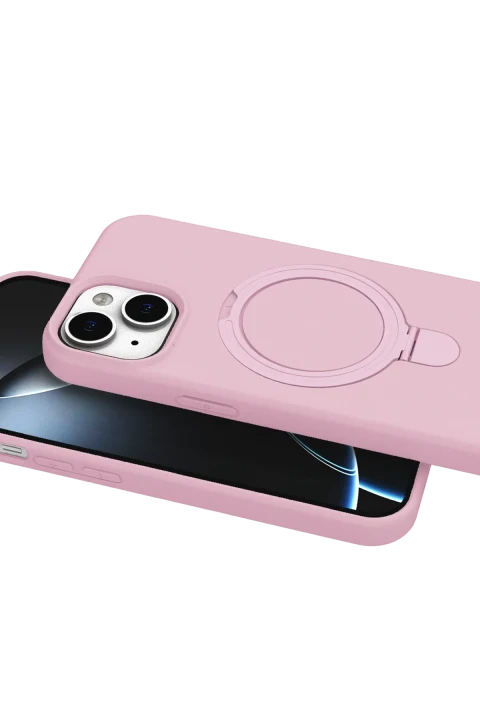uryport Apple iPhone 15 Regal Magsafe Standlı Kapak - Açık Pembe