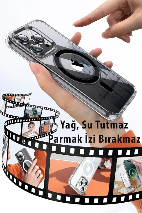 Joko Apple iPhone 15 Pro Kılıf Crystal Magsafe Kapak - Siyah