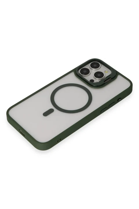 Joko Apple iPhone 14 Pro Max Kılıf Roblox Lens Magsafe Standlı Kapak - Koyu Yeşil