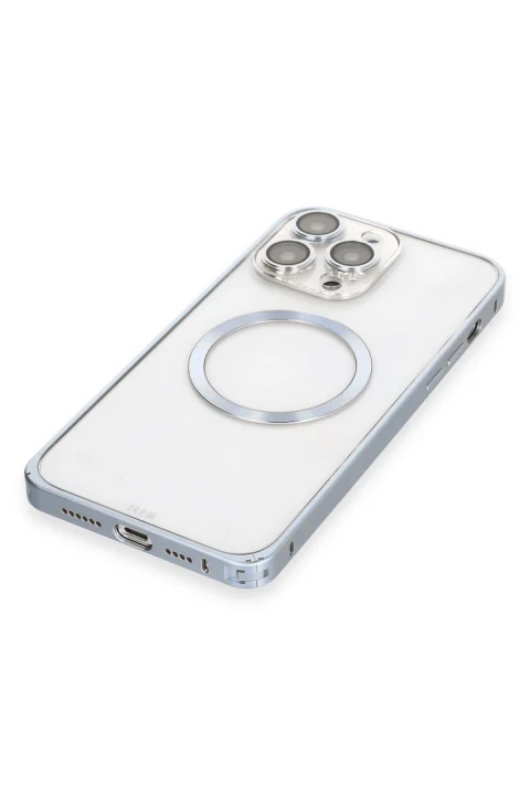 Joko Apple iPhone 13 Pro Max Kılıf Metal Bumper Magneticsafe Kapak - Sierra Blue