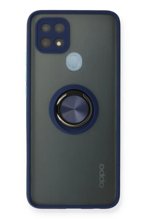 uryport Oppo A15 Kılıf Montreal Yüzüklü Silikon Kapak - Lacivert
