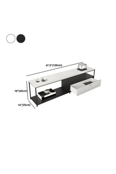 KC-0161 Modern MDF ve Demir TV Ünitesi, 2 Raflı Konsol Tv Ünitesİ
