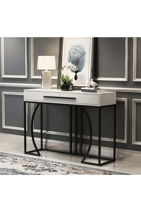 KC-0205 Modern Giriş Konsol Masası, 2 Çekmeceli Ahşap Tasarım