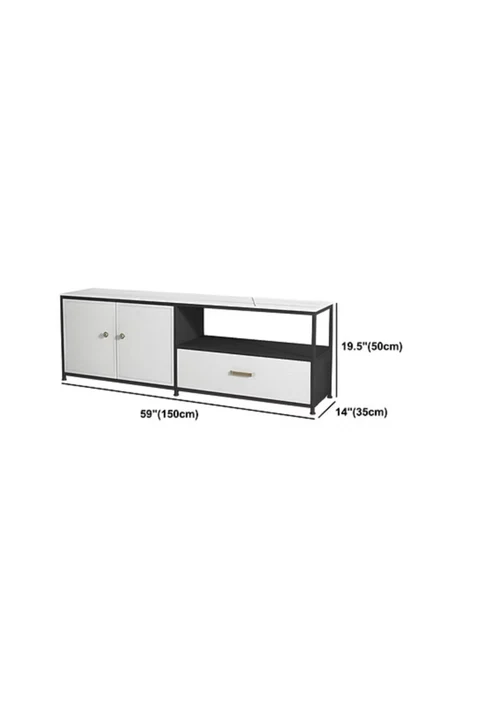 KTV-010 Modern Dikdörtgen TV Sehpası Taş Metal Ayaklı