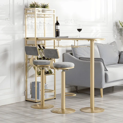 BRM806 Modern Dikdörtgen Bar Masası MDF Üstlü Metal Ayaklı