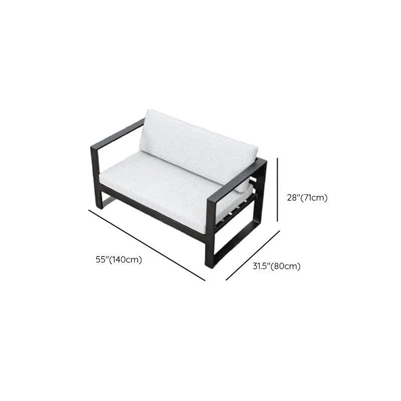 KC-0113 5 Parça Beyaz Tekstil Veranda Oturma Grubu, Metal İskeletli