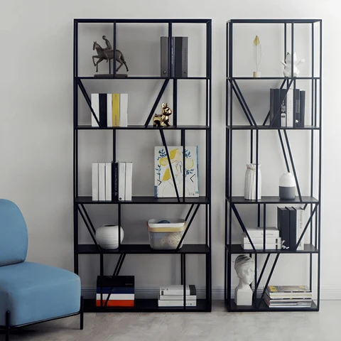 KTP678 Modern Dikdörtgen Kitaplık Metal Raflı Metal İskeletli