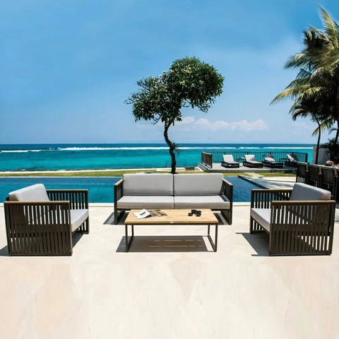 KC-0114 Gri Metal Modern Veranda Takımı, 5 Parça Oturma Grubu