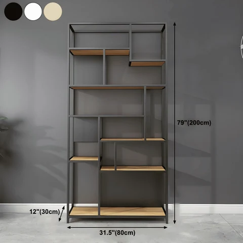 KTP3465 Endüstriyel Dikdörtgen Kitaplık Ahşap Raflı Metal İskeletli