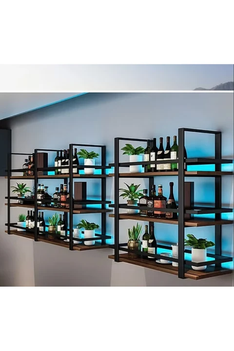 ŞRP6654 Modern Endüstriyel Metal Duvara Monte Şaraplık Standı