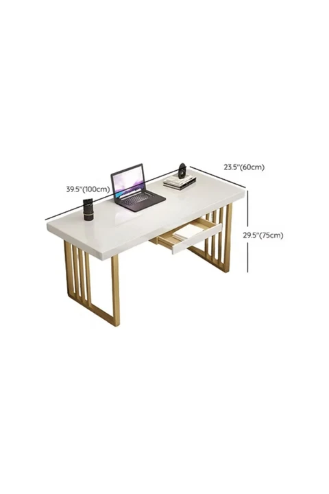 ÇLM4507 Modern Dikdörtgen Çalışma Masası Ahşap Metal Kızak Ayaklı