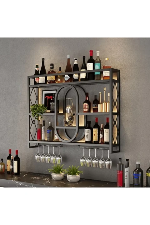 ŞRP1862 Modern Duvara Monte Metal Şaraplık Standı