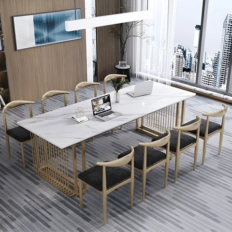 ÇLM6846 Modern Dikdörtgen Çalışma Masası MDF Üstlü Metal Kızak Ayaklı