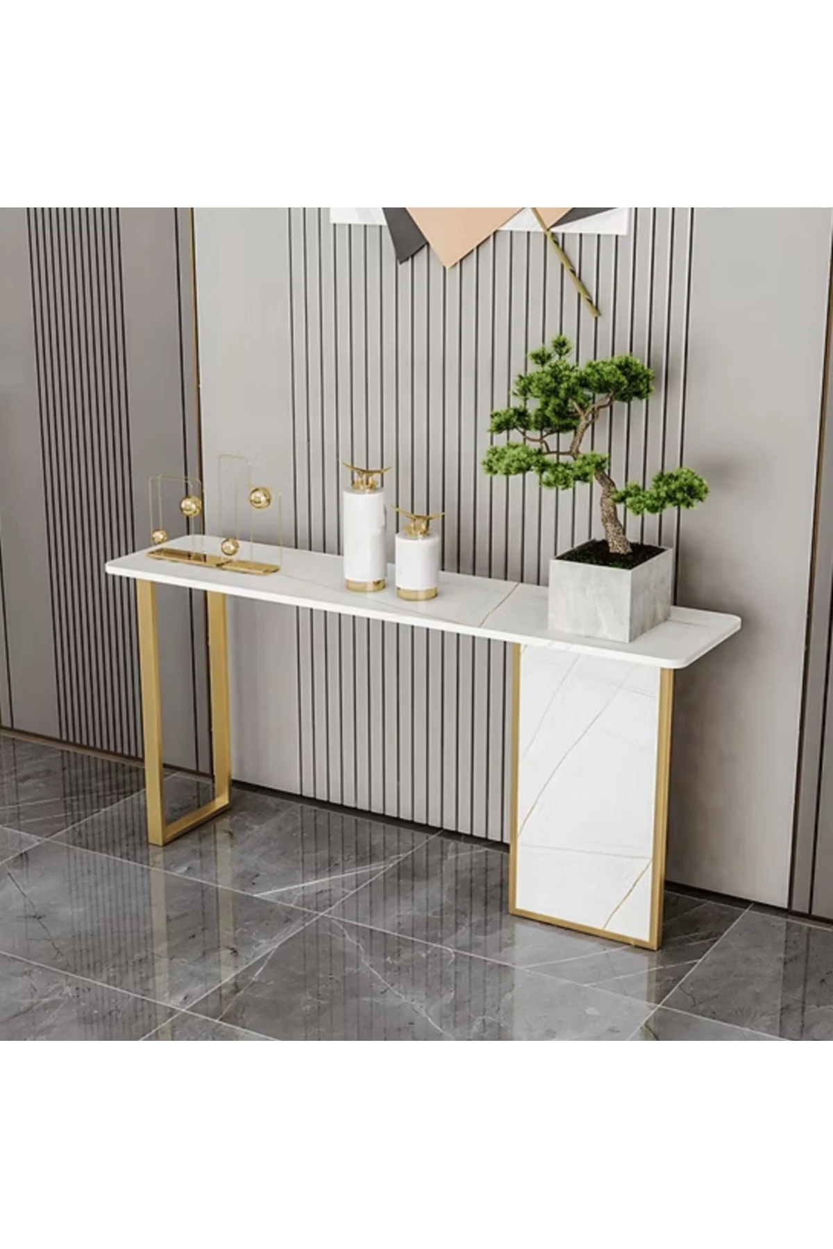 DRS-01 Modern Dikdörtgen Konsol Masa MDF Metal Ayaklı