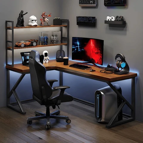 ÇLM4060 Modern L Şekilli Çalışma Masası Ahşap Metal Ayaklı