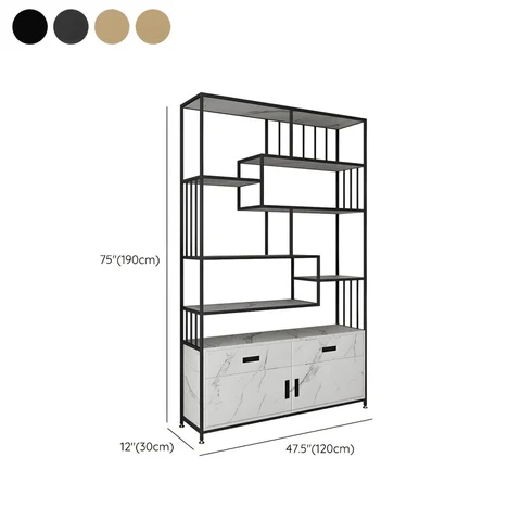 KC-0227 Metal ve MDF Kitaplık, Açık Arka Tasarım, 120 cm, Altın