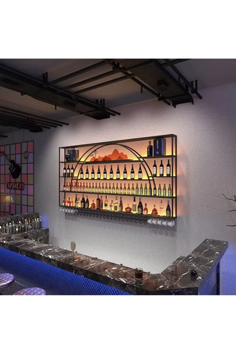 ŞRP0843 Modern Duvara Monte Metal Panel Şaraplık Standı