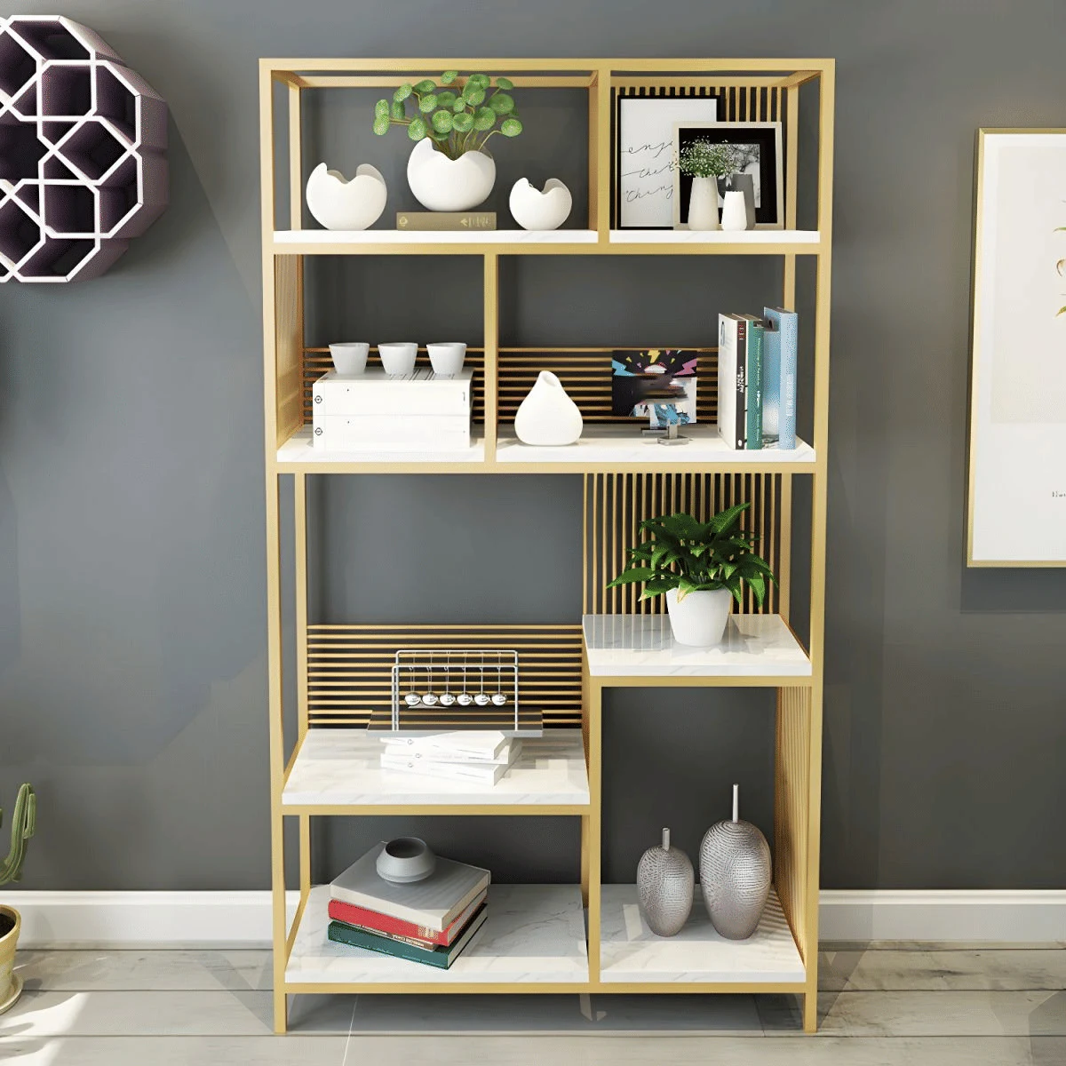 KC-0226 Antik Kitaplık Metal Kitap Rafı MDF