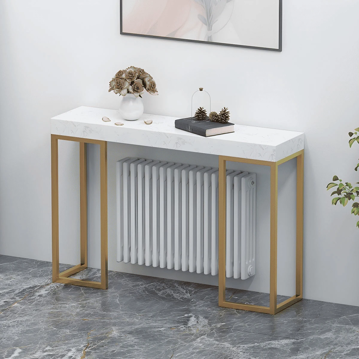DRS-057 Dikdörtgen Konsol Masa MDF Metal Ayaklı