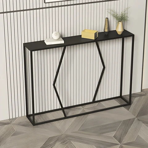 KC-0213 Modern Siyah Dar Metal Konsol Masa, Dikdörtgen Tasarım Dresuar