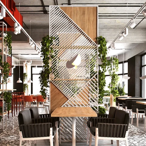 SPR9743 Modern Metal Raflı Oda Bölücü Seperatör Panel