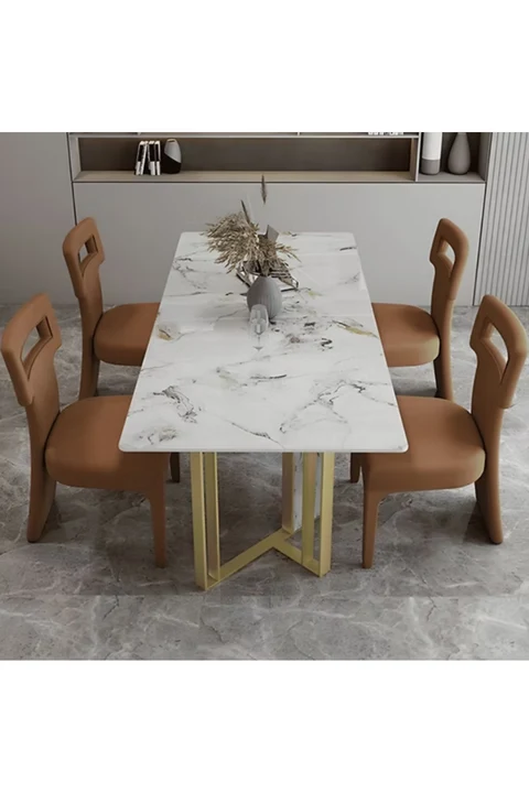 YMK-02 Modern Dikdörtgen Yemek Masası MDF Metal Ayaklı