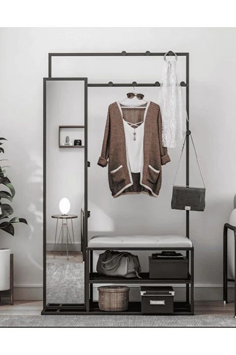 PMT5689 Siyah Metal Ayakkabılık 100x35x160 cm