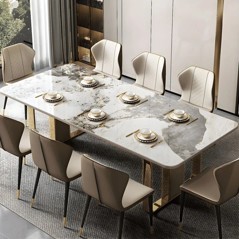 YMK460 Modern Dikdörtgen Yemek Masası MDF Üstlü Metal Ayaklı
