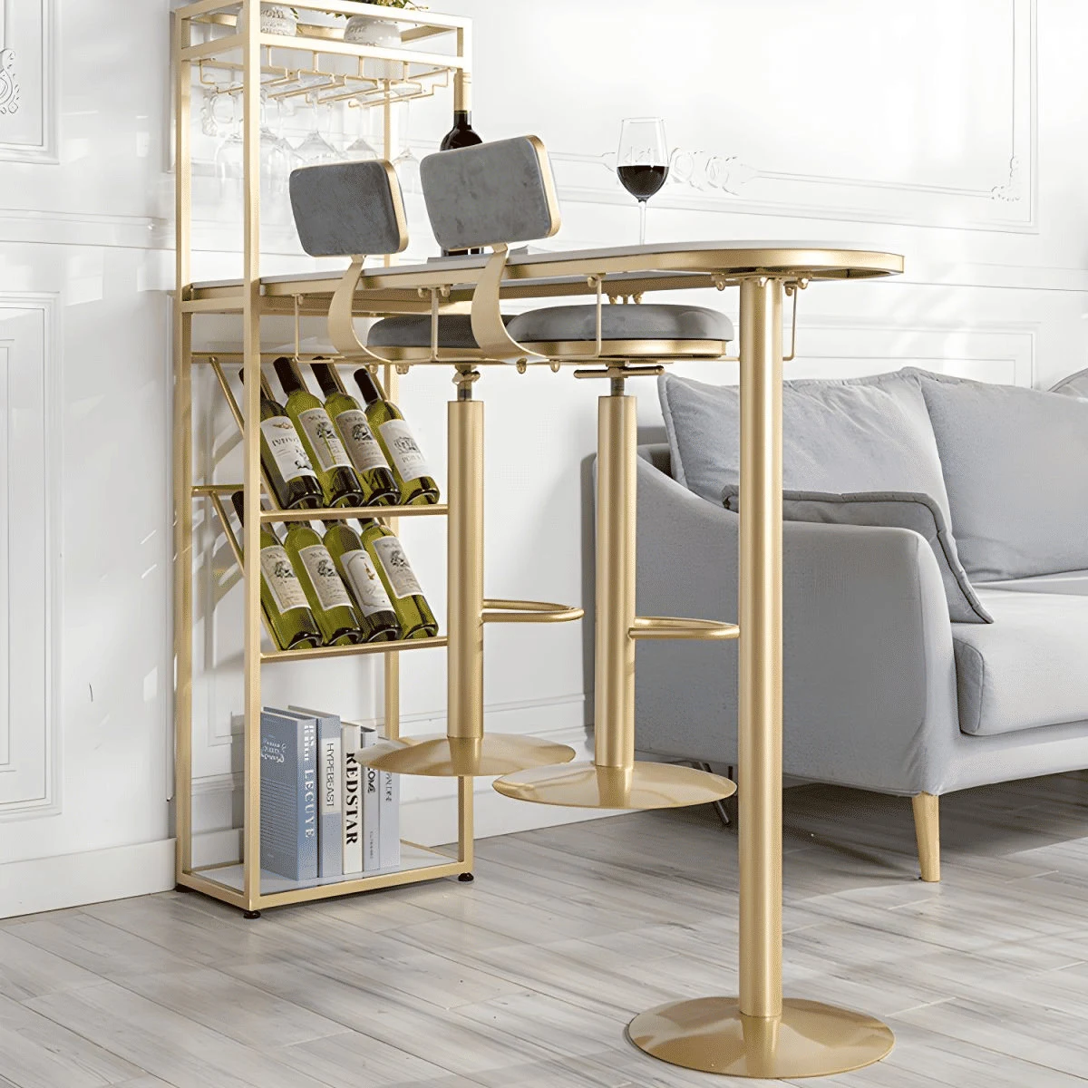 BRM806 Modern Dikdörtgen Bar Masası MDF Üstlü Metal Ayaklı