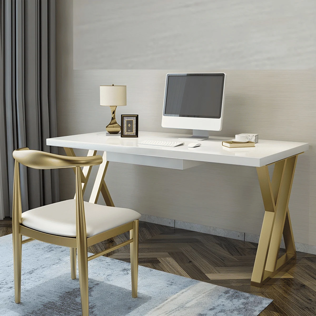 KC-0245 Beyaz MDF Çalışma Masası, Dikdörtgen Ofis Toplantı Masası