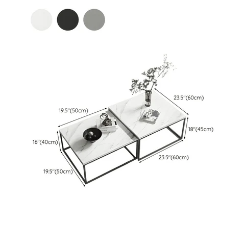KC-0182 2'li Modern Zigon Sehpa Takımı, MDF Üst Tabla Metal Ayak
