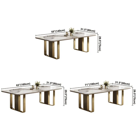 YMK460 Modern Dikdörtgen Yemek Masası MDF Üstlü Metal Ayaklı