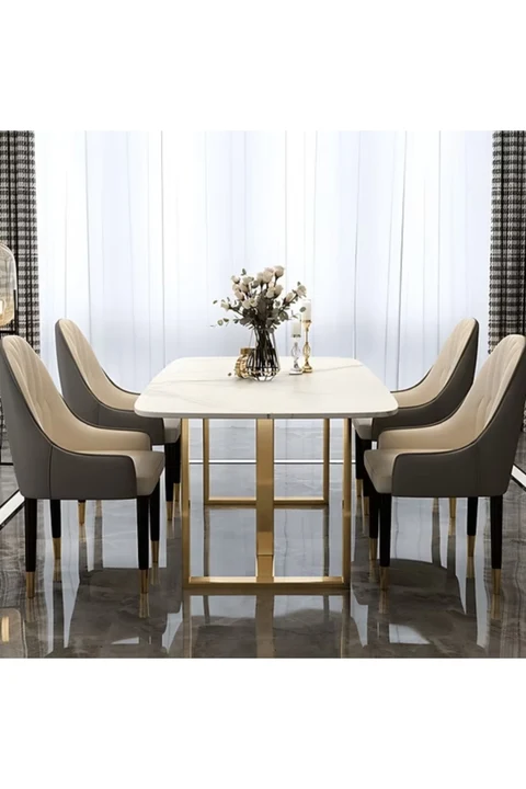 YMK2340 Modern Dikdörtgen Yemek Masası MDF Üstlü Metal Ayaklı