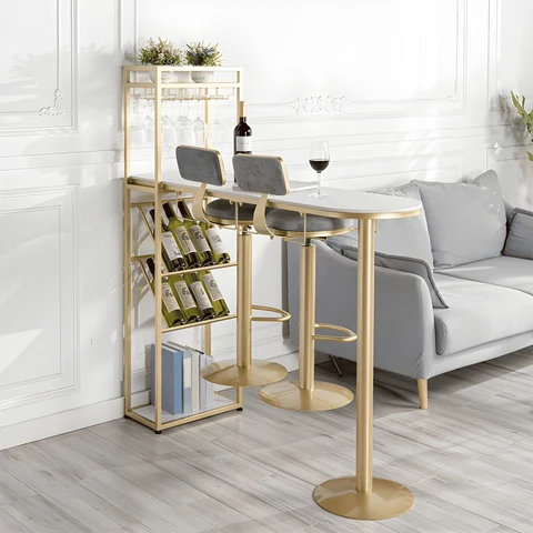 BRM806 Modern Dikdörtgen Bar Masası MDF Üstlü Metal Ayaklı