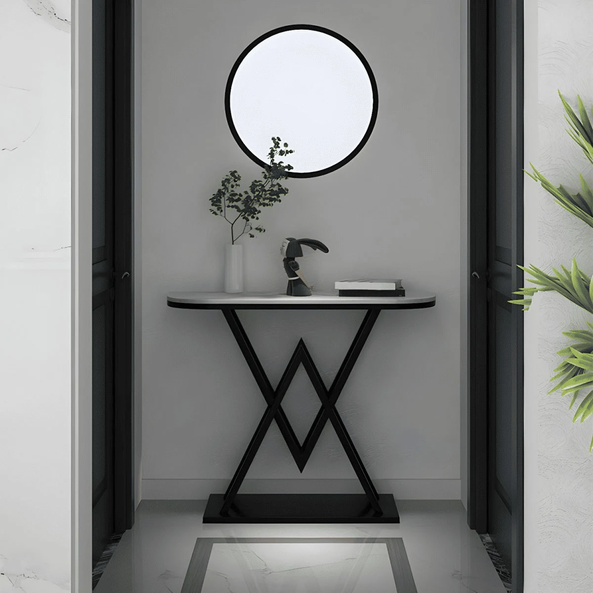 DRS-070 Yarım Daire Dresuar Masa MDF Metal Ayaklı