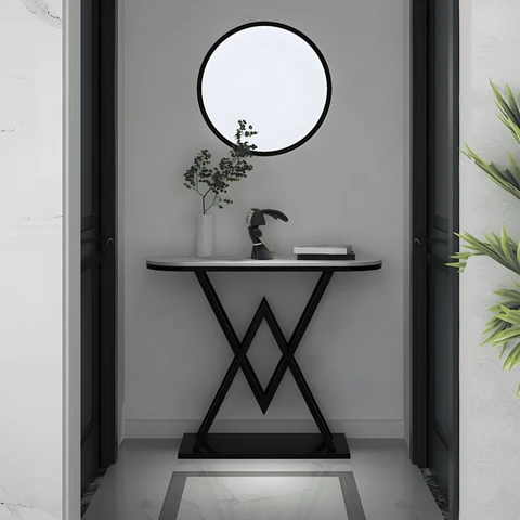 DRS-070 Yarım Daire Dresuar Masa MDF Metal Ayaklı